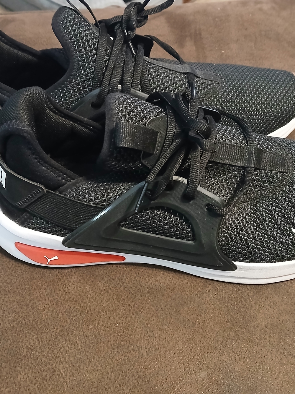 Puma Men's Black and Red Athletic Lace-Up Sneakers